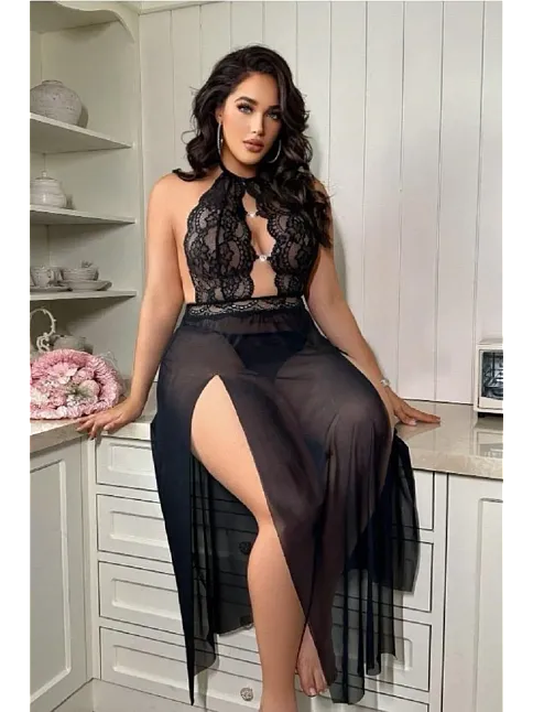Uzun Gecelik Yırtmaçlı Dantel Göğüs detaylı Sık Romantik Kadın Gecelik Uzun Gecelik Yırtmaçlı Dantel Göğüs detaylı Sık Romantik Kadın Gecelik