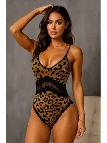 Leopar Dantel Romantik Body V2900