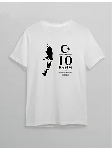 10 Kasım Atatürk Baskılı T-shirt - Beyaz