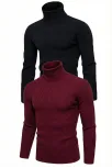 2'li Siyah Bordo Unisex Kaşkorse Boğazlı Full Likralı Fitilli Body Kazak