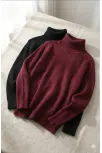2'li Siyah Bordo Unisex Kaşkorse Boğazlı Full Likralı Fitilli Body Kazak