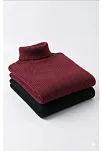 2'li Siyah Bordo Unisex Kaşkorse Boğazlı Full Likralı Fitilli Body Kazak