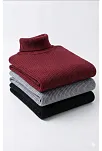 3'lü Siyah, Bordo, Gri Unisex Kaşkorse Boğazlı Full Likralı Fitilli Body Kazak