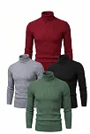 4'lü Siyah, Bordo, Gri, Haki Unisex Kaşkorse Boğazlı Full Likralı Fitilli Body Kazak
