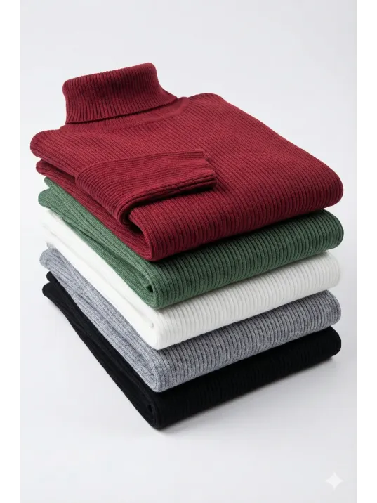 5'li Siyah, Beyaz, Bordo, Gri, Haki Unisex Kaşkorse Boğazlı Full Likralı Fitilli Body Kazak 5'li Siyah, Beyaz, Bordo, Gri, Haki Unisex Kaşkorse Boğazlı Full Likralı Fitilli Body Kazak