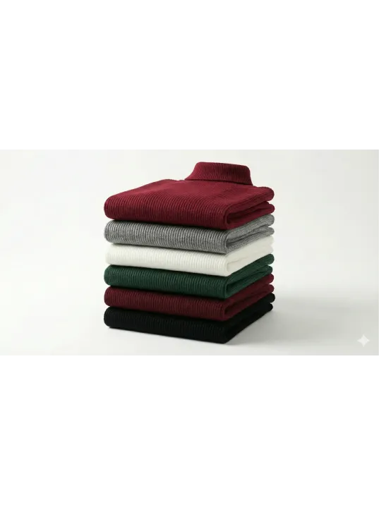 6'lı Siyah, Beyaz, Bordo, Gri, Haki Unisex Kaşkorse Boğazlı Full Likralı Fitilli Body Kazak