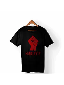 1 Mayıs Emekçilerimiz İçin Özel Tasarım Haklıyız Baskılı T-shirt - Siyah