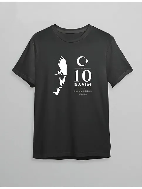 10 Kasım Atatürk Baskılı T-shirt - Siyah