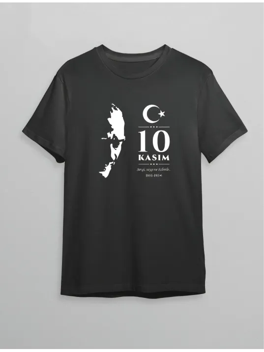 10 Kasım Atatürk Baskılı T-shirt - Siyah 10 Kasım Atatürk Baskılı T-shirt - Siyah