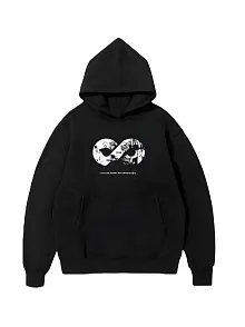 10 Kasıma Özel Üç İplik Kapüşonlu Baskılı Sweatshirt - Siyah