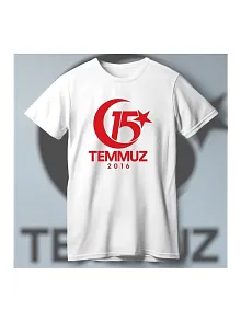 15 Temmuza Özel Tasarım 2016 Baskılı T-shirt - Beyaz