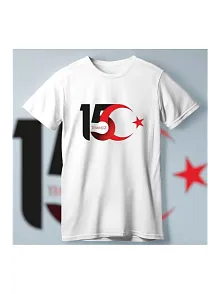 15 Temmuza Özel Tasarım Ay Yıldız Baskılı T-shirt - Beyaz