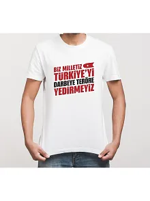 15 Temmuza Özel Tasarım Yedirmeyiz Baskılı T-shirt - Beyaz