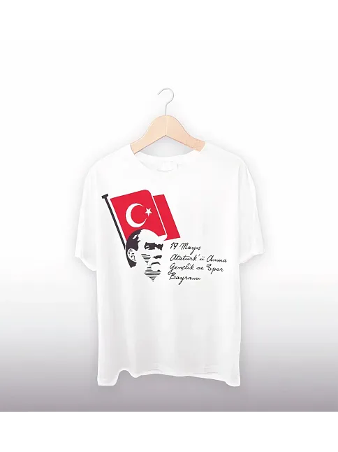 19 Mayıs 20/1 Baskılı T-shirt - Beyaz
