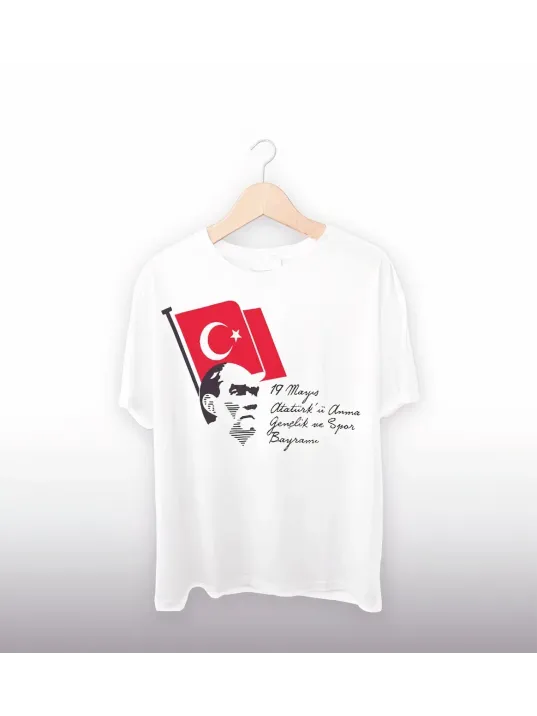 19 Mayıs 20/1 Baskılı T-shirt - Beyaz