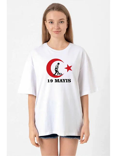 19 Mayıs 20/1 Baskılı T-shirt - Beyaz