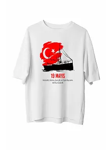 19 Mayıs 20/1 Unisex Baskılı T-shirt - Beyaz