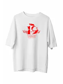 19 Mayıs Unisex Baskılı T-shirt - Beyaz