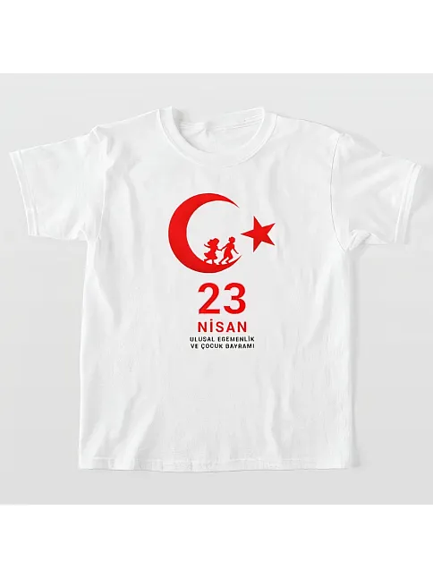 23 Nisan Çocuk Bayramı Baskılı Özel T-shirt - Beyaz