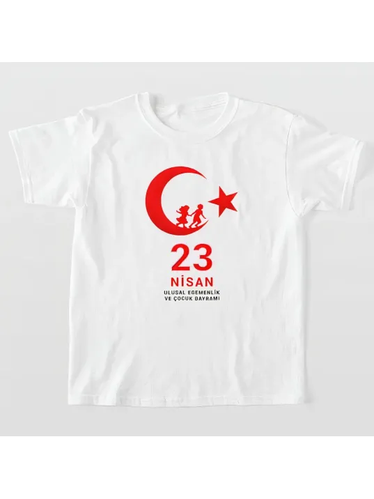 23 Nisan Çocuk Bayramı Baskılı Özel T-shirt - Beyaz
