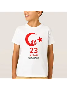23 Nisan Çocuk Bayramı Baskılı Özel T-shirt - Beyaz