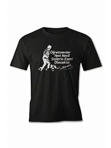 24 Kasım Öğretmenler Baskılı T-shirt - Siyah