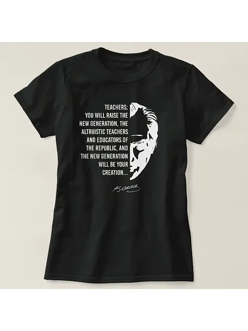 24 Kasım Öğretmenler Günü Baskılı T-shirt - Siyah