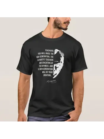 24 Kasım Öğretmenler Günü Baskılı T-shirt - Siyah