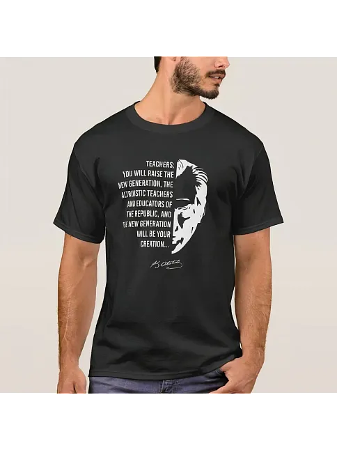 24 Kasım Öğretmenler Günü Baskılı T-shirt - Siyah
