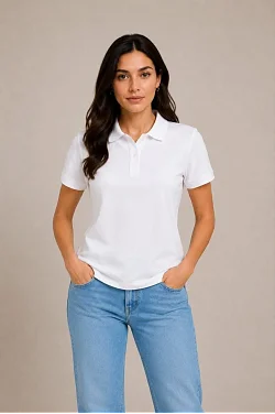 2'li Kadın Polo Yaka Pike Kumaş Düğmeli Basic Tişört Günlük Rahat Kesim - Beyaz, Pembe 2'li Kadın Polo Yaka Pike Kumaş Düğmeli Basic Tişört Günlük Rahat Kesim - Beyaz, Pembe