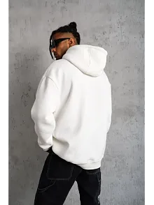 3 İplik Kapşonlu Sweatshirt Hoodie - Beyaz