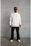 3 İplik Kapşonlu Sweatshirt Hoodie - Beyaz