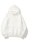 3 İplik Pamuklu Unisex Kapşonlu Sweetshirt - Beyaz 3 İplik Pamuklu Unisex Kapşonlu Sweetshirt - Beyaz