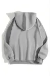 3 İplik Pamuklu Unisex Kapşonlu Sweetshirt - Gri 3 İplik Pamuklu Unisex Kapşonlu Sweetshirt - Gri