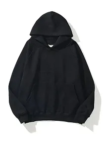 3 İplik Pamuklu Unisex Kapşonlu Sweetshirt - Siyah