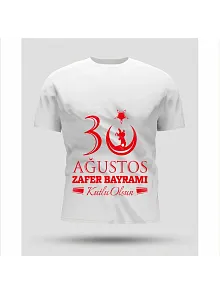 30 Ağustos Oversize Baskılı T-shirt - Beyaz
