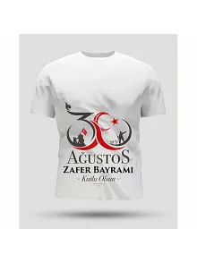 30 Ağustos Oversize Baskılı T-shirt - Beyaz