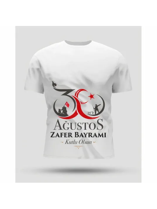 30 Ağustos Oversize Baskılı T-shirt - Beyaz
