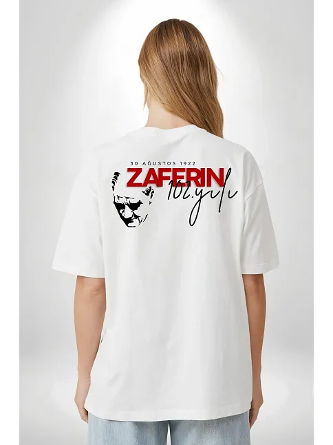 30 Ağustos Unisex Baskılı T-shirt - Beyaz