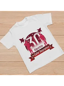 30 Ağustos Unisex Baskılı T-shirt - Beyaz