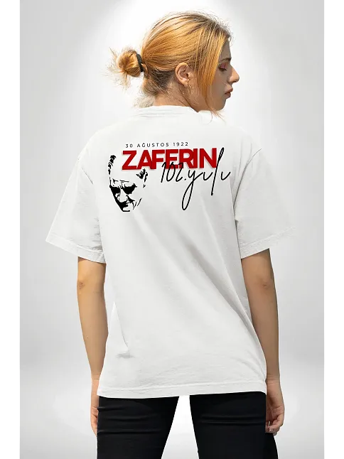 30 Ağustos Unisex Baskılı T-shirt - Beyaz