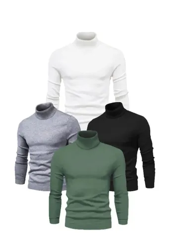 4 Adet Unisex Kaşkorse Boğazlı Full Likralı Fitilli Body Kazak