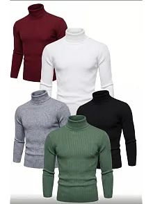 5'li Siyah, Beyaz, Bordo, Gri, Haki Unisex Kaşkorse Boğazlı Full Likralı Fitilli Body Kazak