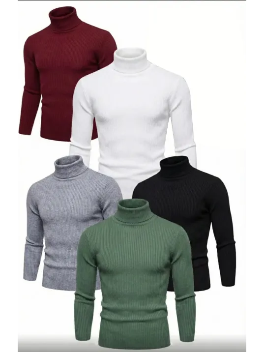 5'li Siyah, Beyaz, Bordo, Gri, Haki Unisex Kaşkorse Boğazlı Full Likralı Fitilli Body Kazak 5'li Siyah, Beyaz, Bordo, Gri, Haki Unisex Kaşkorse Boğazlı Full Likralı Fitilli Body Kazak