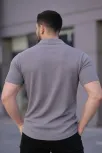 Erkek Waffle Kumaş Kısa Kollu Düğmeli Açık Yaka Regular Fit Gömlek - Gri