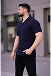 Erkek Waffle Kumaş Kısa Kollu Düğmeli Açık Yaka Regular Fit Gömlek - Lacivert