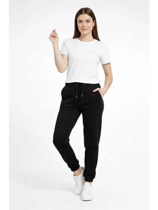 Kadın Jogger Eşofman Altı Rahat Kalıp, Cepli, Lastikli Paça, Günlük Spor Pantolon - Siyah