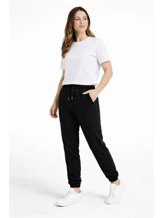Kadın Jogger Eşofman Altı Rahat Kalıp, Cepli, Lastikli Paça, Günlük Spor Pantolon - Siyah