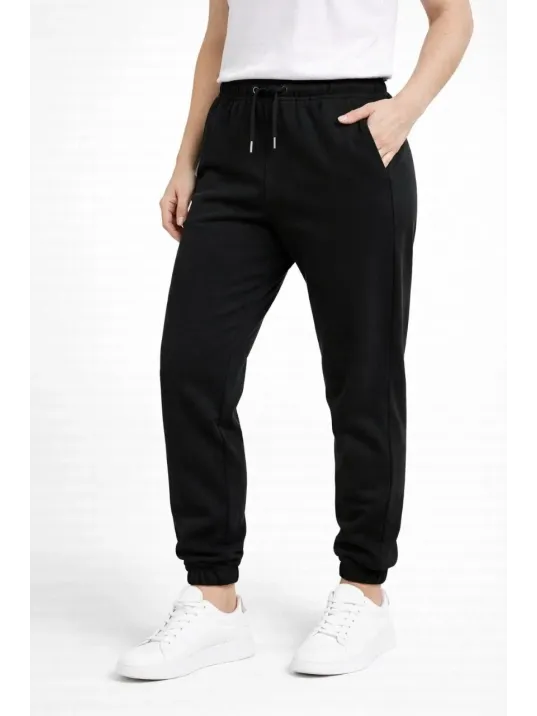 Kadın Jogger Eşofman Altı Rahat Kalıp, Cepli, Lastikli Paça, Günlük Spor Pantolon - Siyah