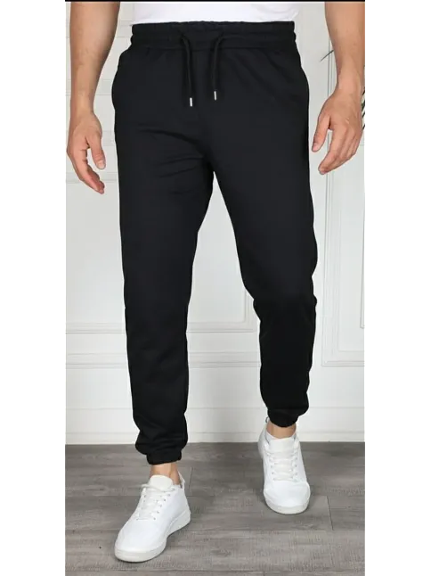 Erkek Jogger Eşofman Altı Rahat Kalıp, Cepli, Lastikli Paça, Günlük Spor Pantolon - Siyah